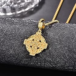 ADMETUS Gold Celtic Cross Necklace Sterling Silver