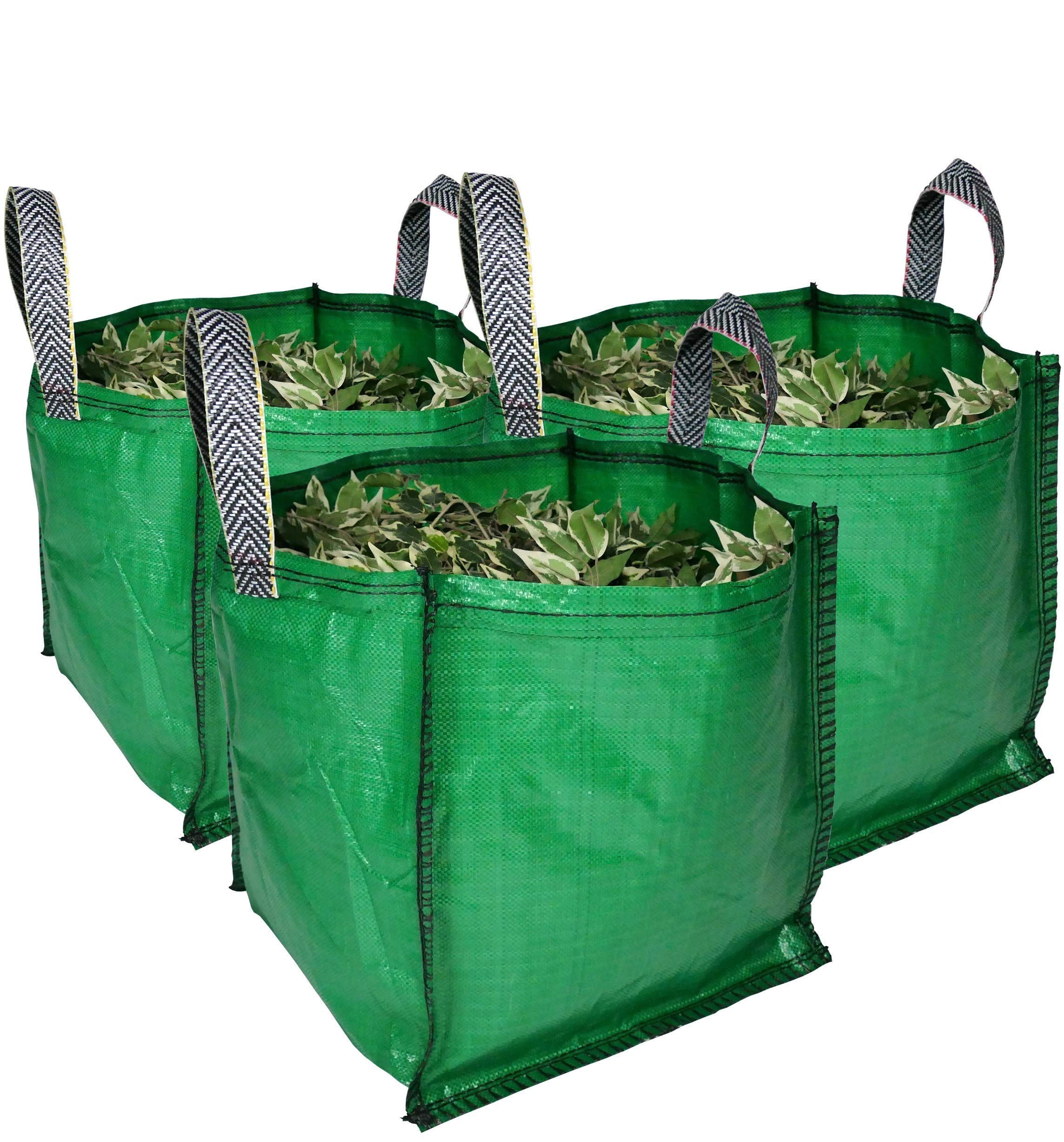 sackmaker Garden Waste Bags - 90 Litre - 1 to 5 Sacks - PREMIUM GRADE - Industrial Fabric and Handles - Heavy Duty Garden/Green Waste Sacks (3 Pack, Green)