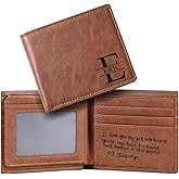 IUZOE Personalized Leather Wallet for Men, Custom Engraved Wallet with Name Initial or Handwritten Text, Valentine’s Gift for Him Husband