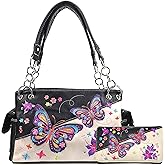 Zelris Butterfly Flower Season Embroidery Women Conceal Carry Handbag Wallet Set