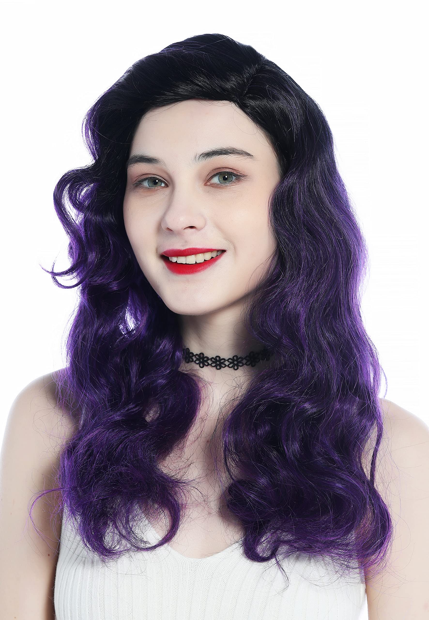 WIG ME UP - DW3340-PURPLEYS1B Ladies' wig long parting opulently waved wavy diva 30's 40's ombre black to purple