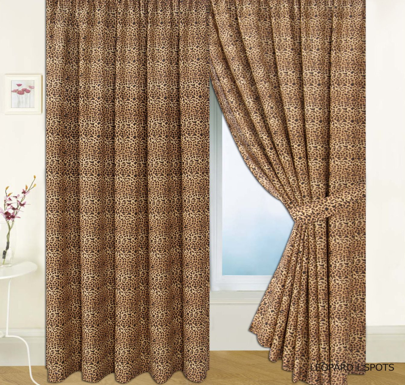 LEOPARD ANIMAL PRINT BEDROOM CURTAINS SET 66 X 72 " INCHES MATCH DUVET