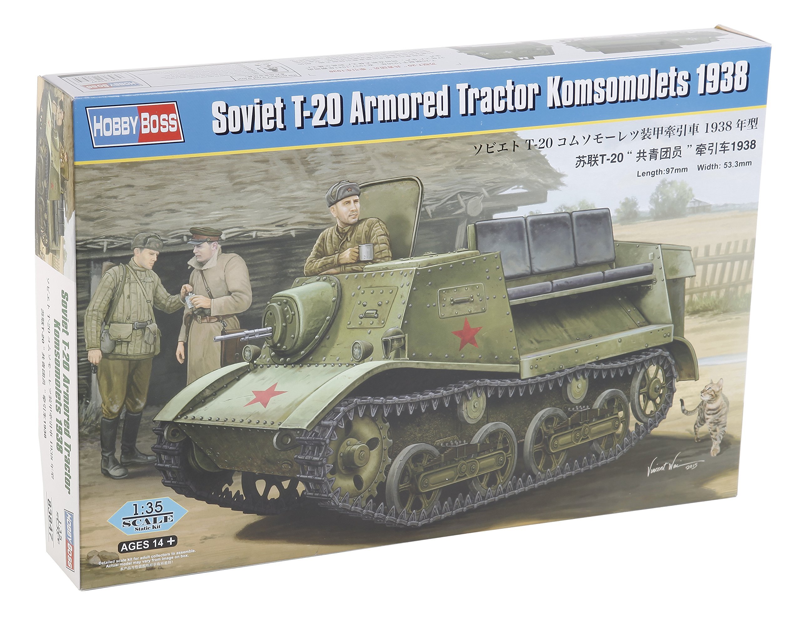 Hobbyboss 1:35 Scale Soviet T-20 Armoured Tractor Komsomolets 1938" Model Kit (Grey)