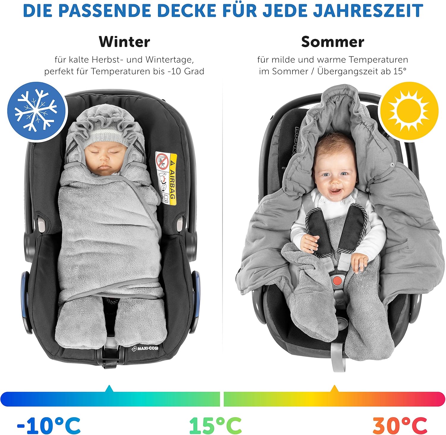 Zamboo Couverture Enveloppante Siege Auto Ete Avec Pieds Nid D Ange Leger Pour Cosy Et Nacelle Universel Par Ex Bebe Confort Cybex Romer Avec Capuche Et Sac Gris Amazon Fr Bebes