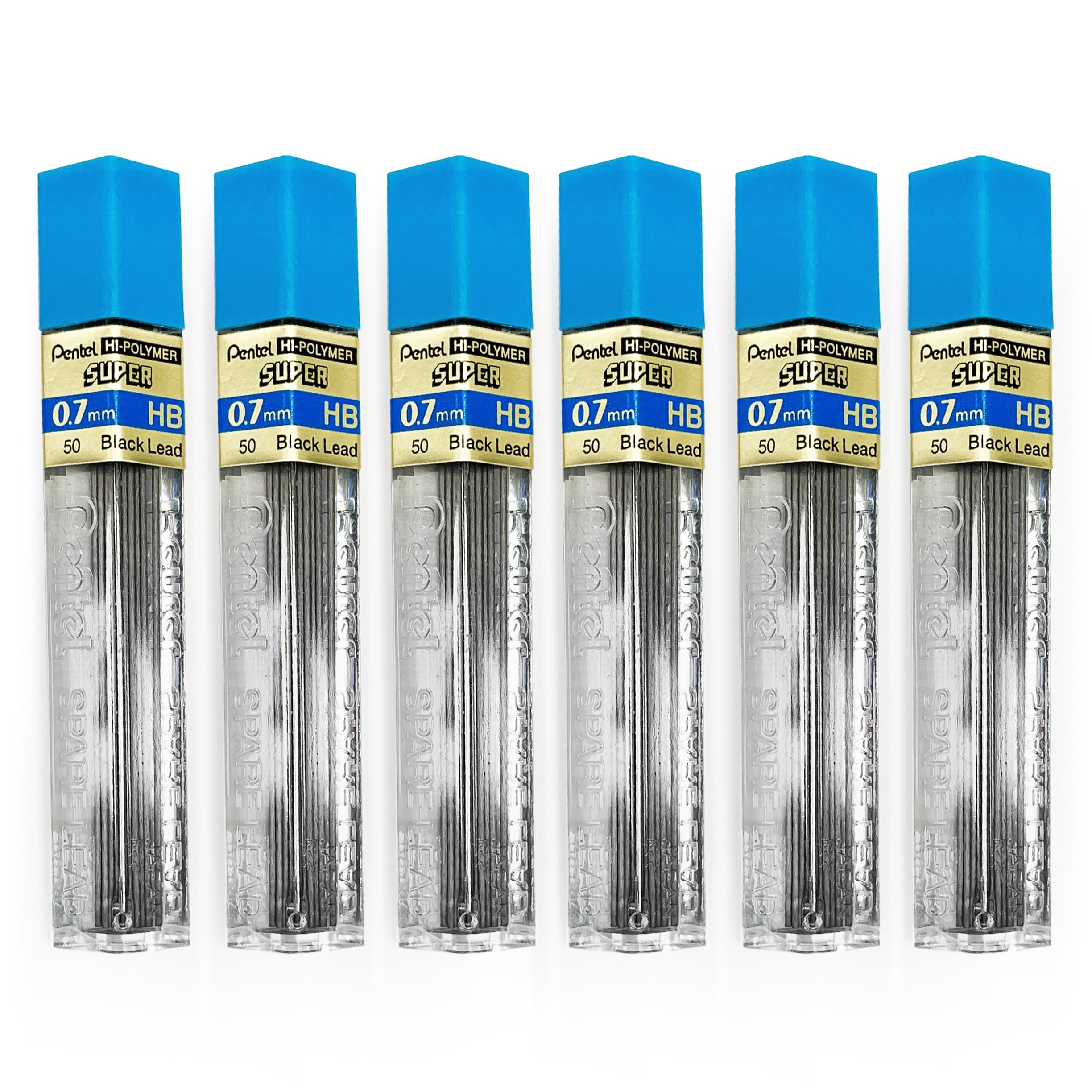 Pentel Super Polymer Refill Replacement Spare Leads for Automatic & Mechanical Pencils (Pack of 6, 0.7mm HB)