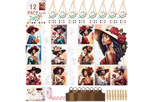 QUANWAISJ 12 Pack Sip and Paint Kit for Adults Girls Night, 8×10 Pre Drawn Canvas to Paint for Adults, Painting Date Night Party Supplies (Rose Garden)