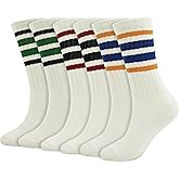 BomKinta Striped Crew Socks Women - Retro Novelty Socks - Stretchy Casual Athletic Cotton Gifts Sock Size 5-10