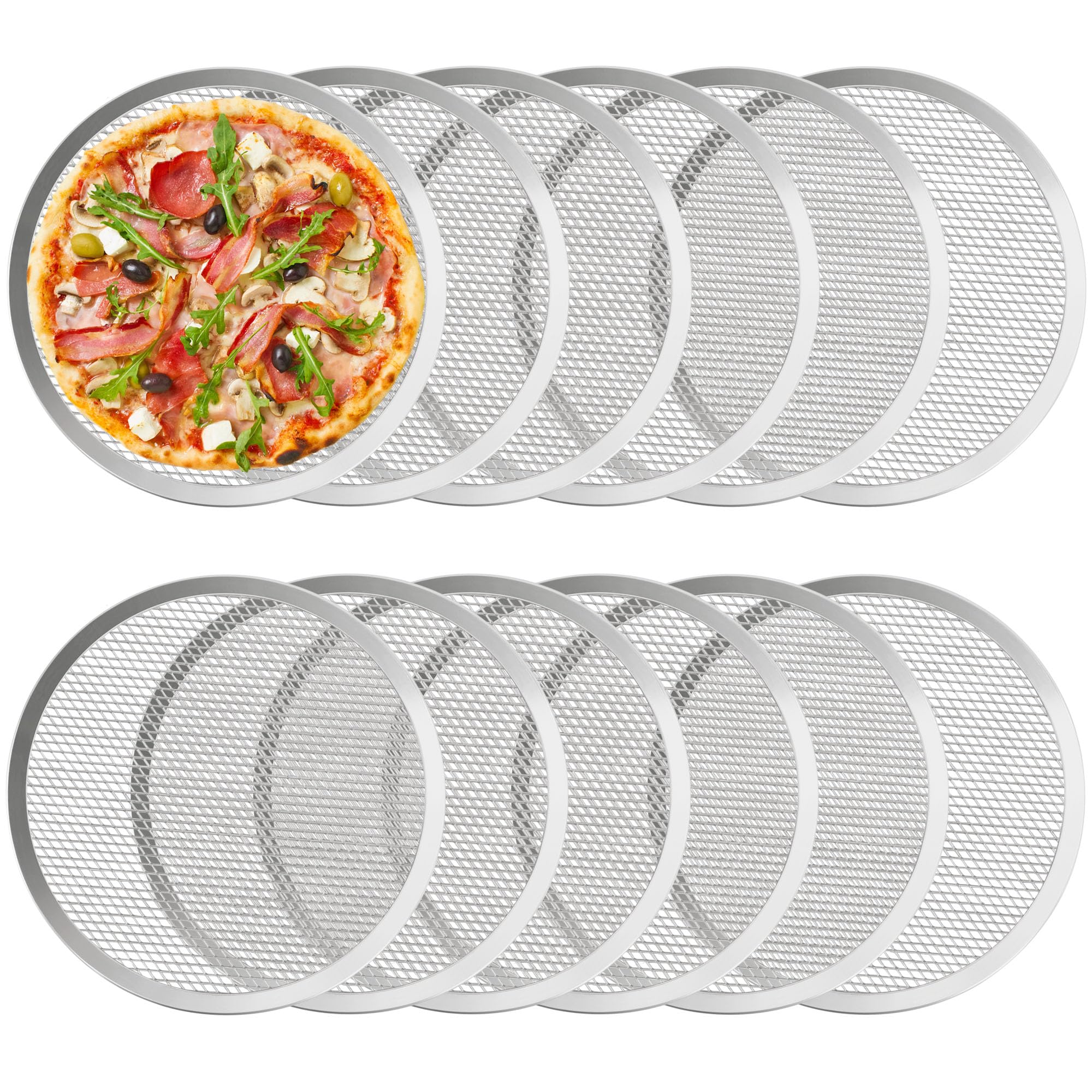 LRui Pizza Screen,12 Inch,12 Pack,Seamless Aluminum Pizza Pan With Holes.