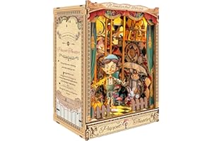 MIGGLEY Book Nook Kit for Adults, Booknook DIY Miniature House Kit, Mini House Bookshelf Decor 3D Wooden Puzzle, Birthday Gift for Family, Friends - Theater