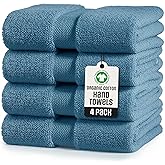 TOWELTIQUE Organic Cotton Luxury Long Staple Cotton Plush Hand Towels Pack of 4 GOTS & Oeko- TEX Certified | Premium Soft, Absorbent & Quick-Drying Face Towels, Gym, Spa & Hotel Use – Turquoise