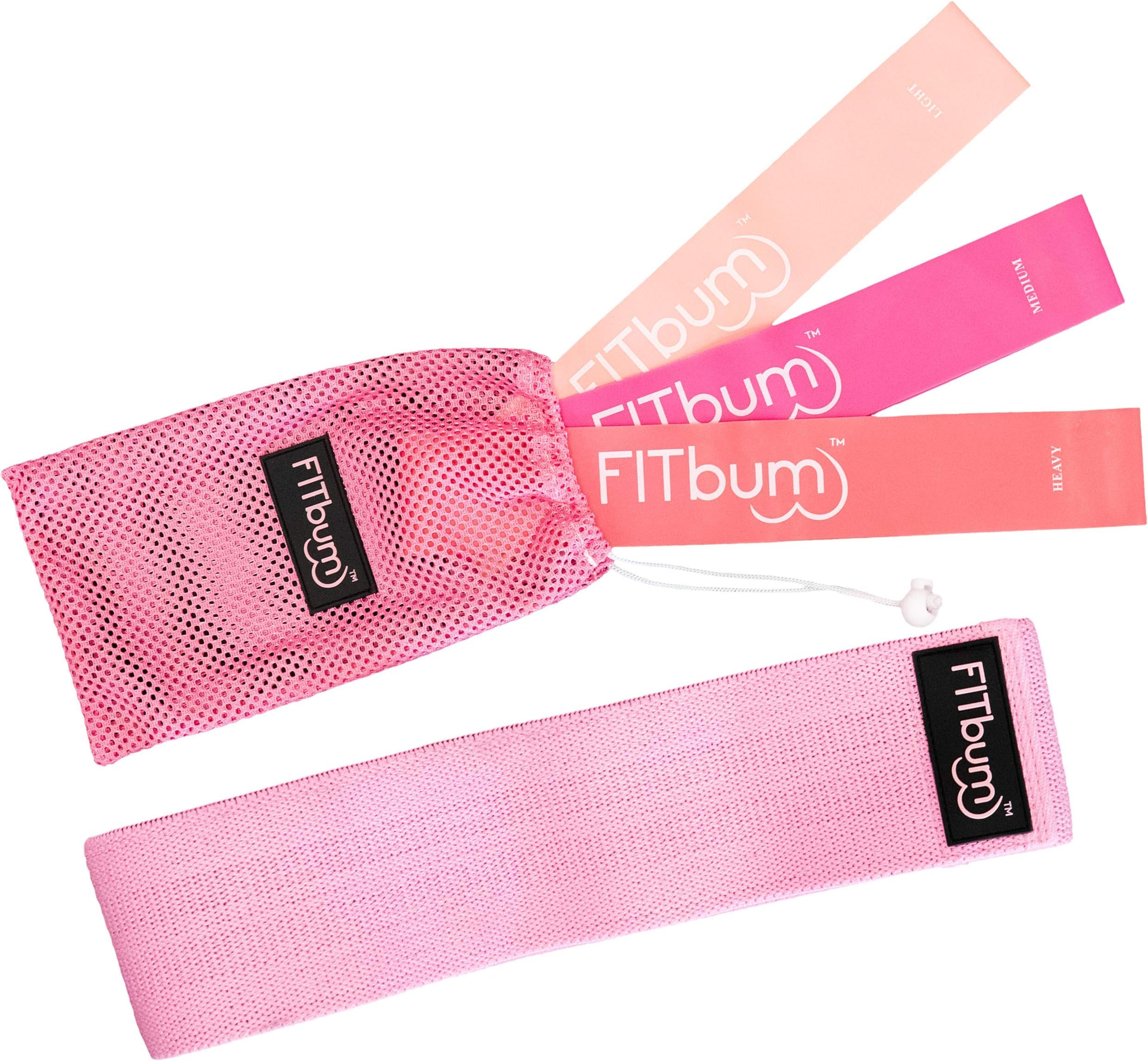 FITbum | Premium Bundle Non-Slip Resistance Loop Glute Band + 3 Latex Resistance Bands & Exercise Guide | Booty Band