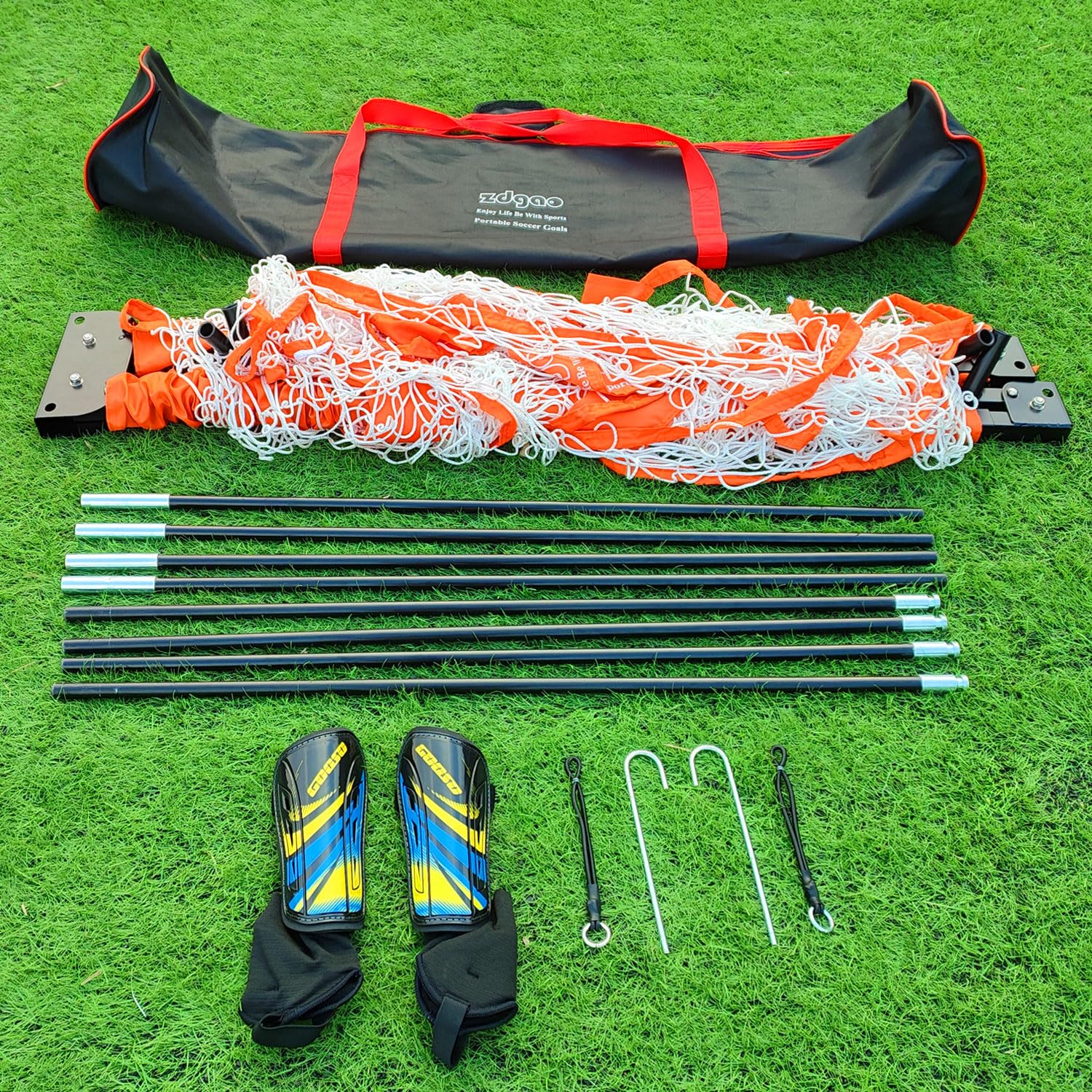 YDDS Soccer Goal for Backyard | Portable Soccer Goal Net Collapsible Metal Base | Easy Setup | Portable Net for All Ages| 1 Pair Shin Guards+ 1 Goal + 1 Carry Bag | Size 6x4FT or 12x6F