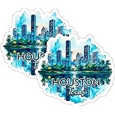 Houston Texas Sticker 4 Inch 2-Pack - Waterproof Vinyl Decal for Laptop Water Bottle Car Tumbler - Durable Aesthetic Long-Lasting Stickers for Adults ID45039