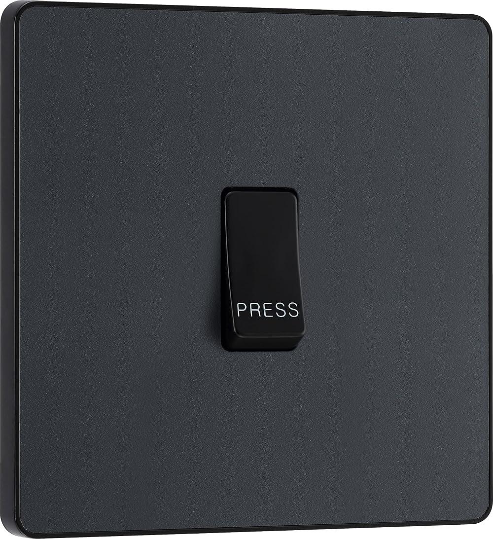 BG Electrical Single Retractive Press Switch Matt Grey 1 Way Evolve PCDMG14B