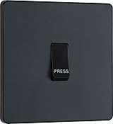 BG Electrical Single Retractive Press Switch Matt Grey 1 Way Evolve PCDMG14B
