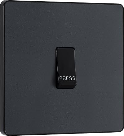 BG Electrical Single Retractive Press Switch Matt Grey 1 Way Evolve PCDMG14B