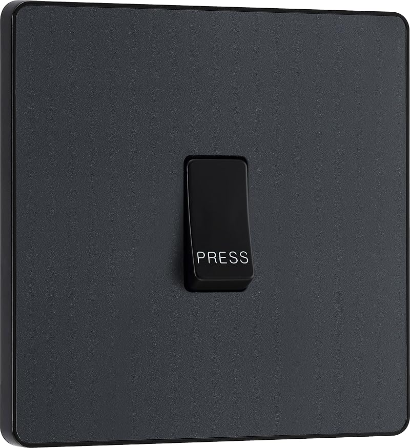 BG Electrical Single Retractive Press Switch Matt Grey 1 Way Evolve PCDMG14B