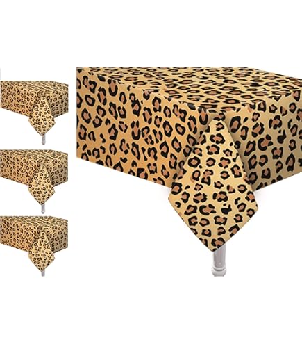 Jungle Safari Plastic Tablecloth - 54x102 Inches, 1 Count, With Elephant Lion Monkey Print