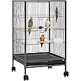 Yaheetech 35 inch Wrought Iron Bird Cage w/Play Open Top and Rolling Stand for Small Birds Like Parrots Conure Lovebird Cockatiel Lovebirds Budgies