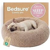 Bedsure Calming Dog Bed Medium Size Dog Donut Washable Pet Bed,30ins Camel | Oprah Daily Sleep Award,Fluffy Faux Fur Round Cuddler,Anti-Slip Bottom,Anti-Anxiety,Deep Sleep for Pets Up to 45 Lbs
