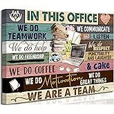 Inspirational Canvas Wall Art in This Office We are a Team Motivational inspiring Quotes Painting Pictures Wall Decor Poster Print Artwork for Man Cave Home Decoration