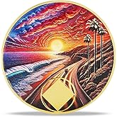 Affirmation Sunset Coastal Road Sobriety Coin – Journey into Serenity NA Medallion – Spiritual Token for Recovery & Clean Time – Empowering NA AA Chips – Gift for Men & Women