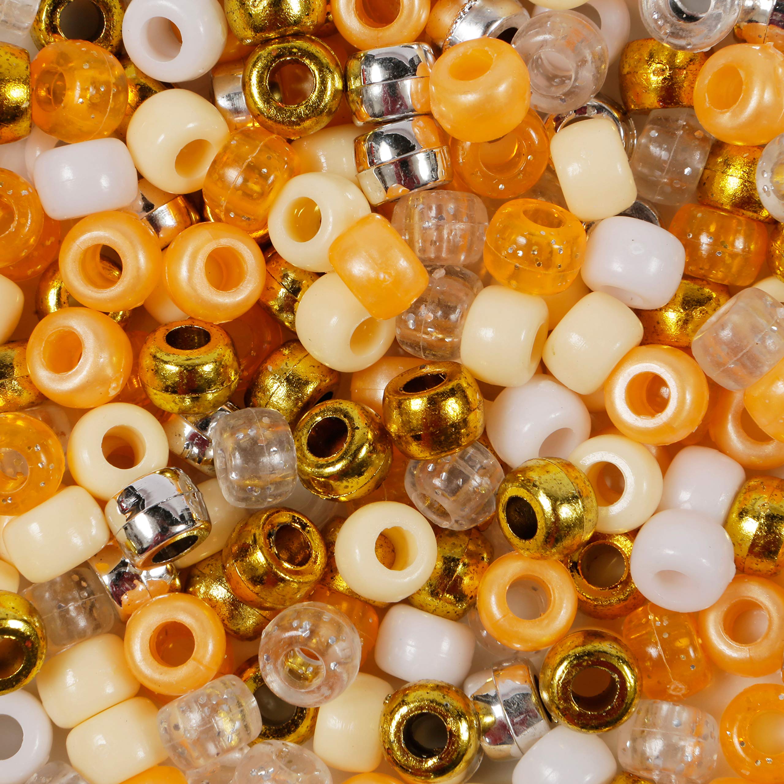 Golden Dream Pony Beads Mix 200 Pieces Mixed Gold Orange Beads Size 9mm x 6mm
