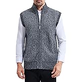 LemonGirl Men's Slim Full Zip Sleeveless Vest Cardigan Sweater