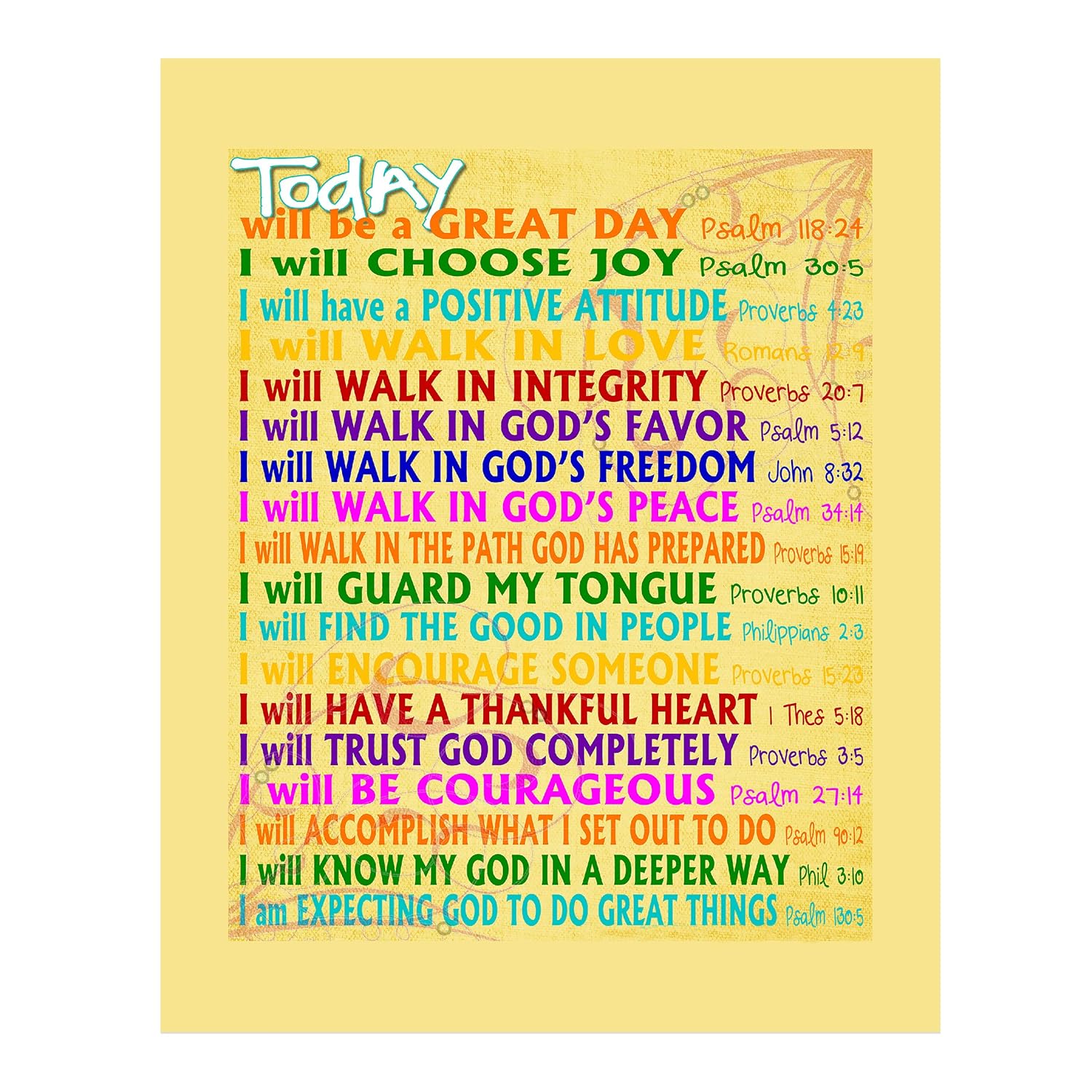 "Today Will Be A Great Day"Bible Verse Wall Art11 x 14