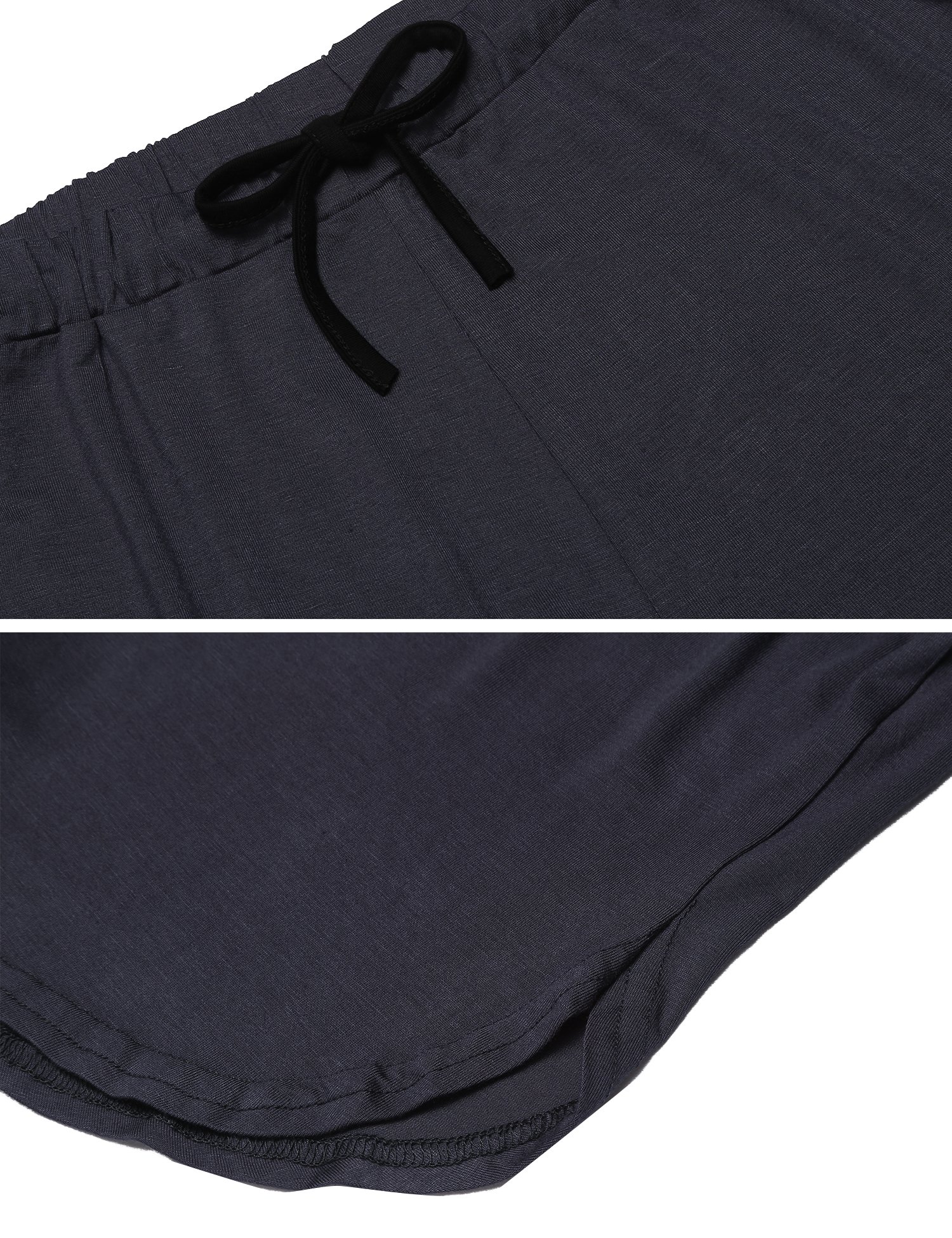 Ekouaer Womens Pajama Set Short Sleeve PJ Nightgown Sleepwear,Black,Large