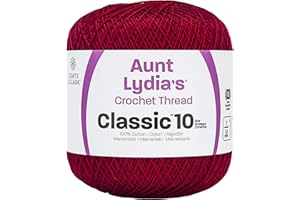Coats Crochet Aunt Lydia's Crochet, Cotton Classic Size 10, Burgundy
