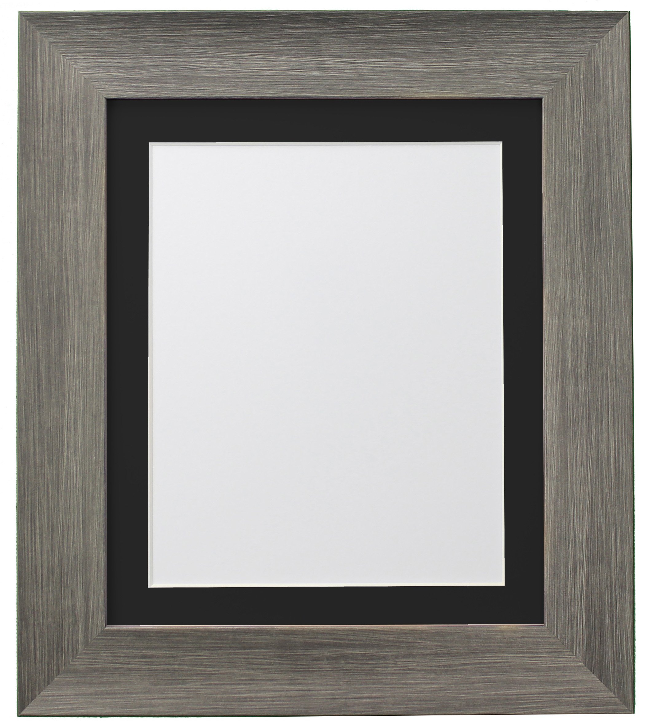 FRAMES BY POST Hygge Picture Photo Frame, Wolf Grey with Black Mount, 21 x 10 Inches for 3 Images Size 7 x 5 Inches