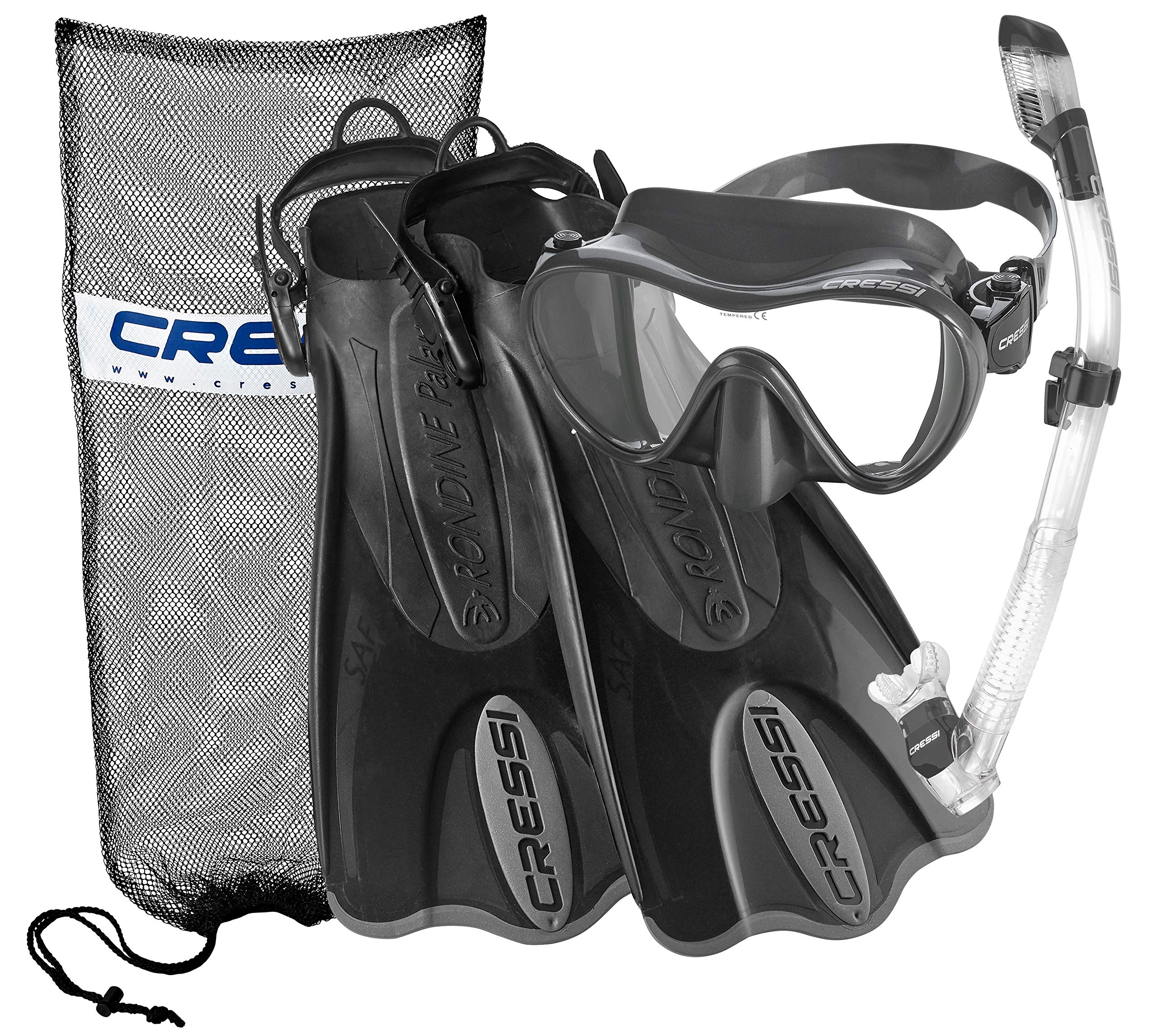 Cressi Italian Design Premium Tempered Glass Lens Frameless Scuba Snorkeling Dive Mask, Dry Snorkel,