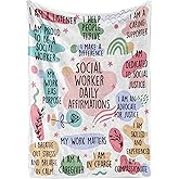 InnoBeta Social Worker Throw Blanket - Unique Social Work Month, Appreciation, Graduation Gifts for BSW, MSW, DSW - 50" x 65" - (Beige)