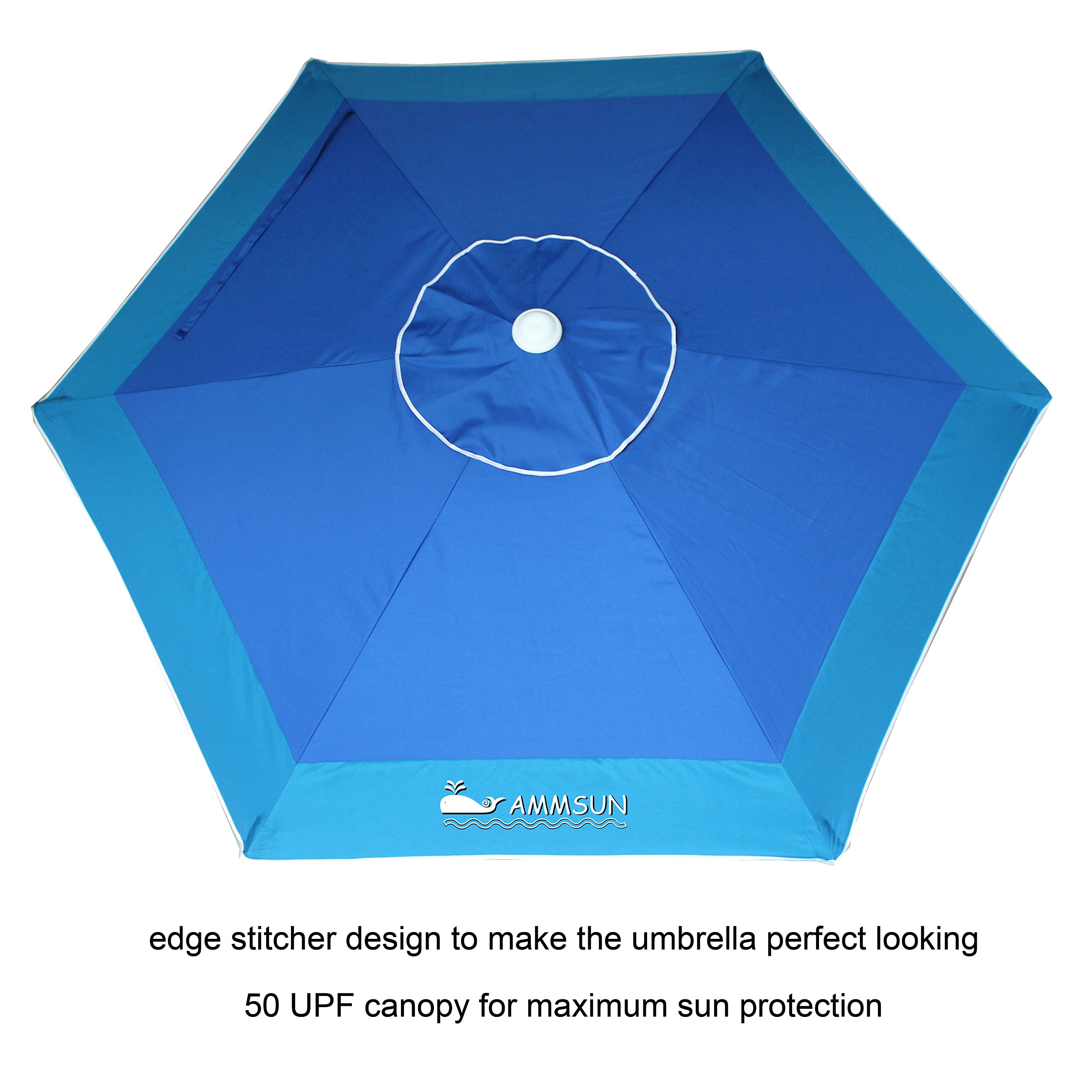 AMMSUN 8ft Heavy Duty HIGH Wind Commercial Grade Beach Umbrella with Sand Anchor UV 50