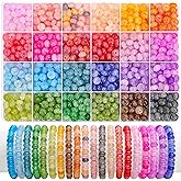 BONNY BOXX 960PCs Rondelle Glass Beads for Jewelry Making, 24 Colors Abacus Crystal Beads (5x8mm), Gemstone Spacer Bead for Bracelets Necklaces Earrings, DIY Crafts Supplies Kit with Organizer Box