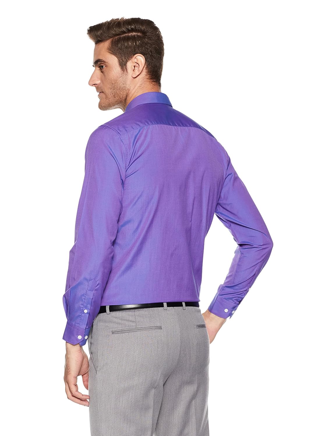 peter england men's solid slim fit formal shirt