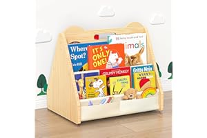 NANATI Kids Bookshelf for Toddler,3-Tier Toddler Bookshelf for Kids,Wood Kids Book Display Shelves for Children's Rooms,Playr
