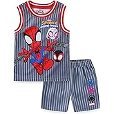 Marvel Spider-Man Miles Morales Avengers Boys Tank Top Shirt and Active Mesh Short Set for Toddlers and Big Kids