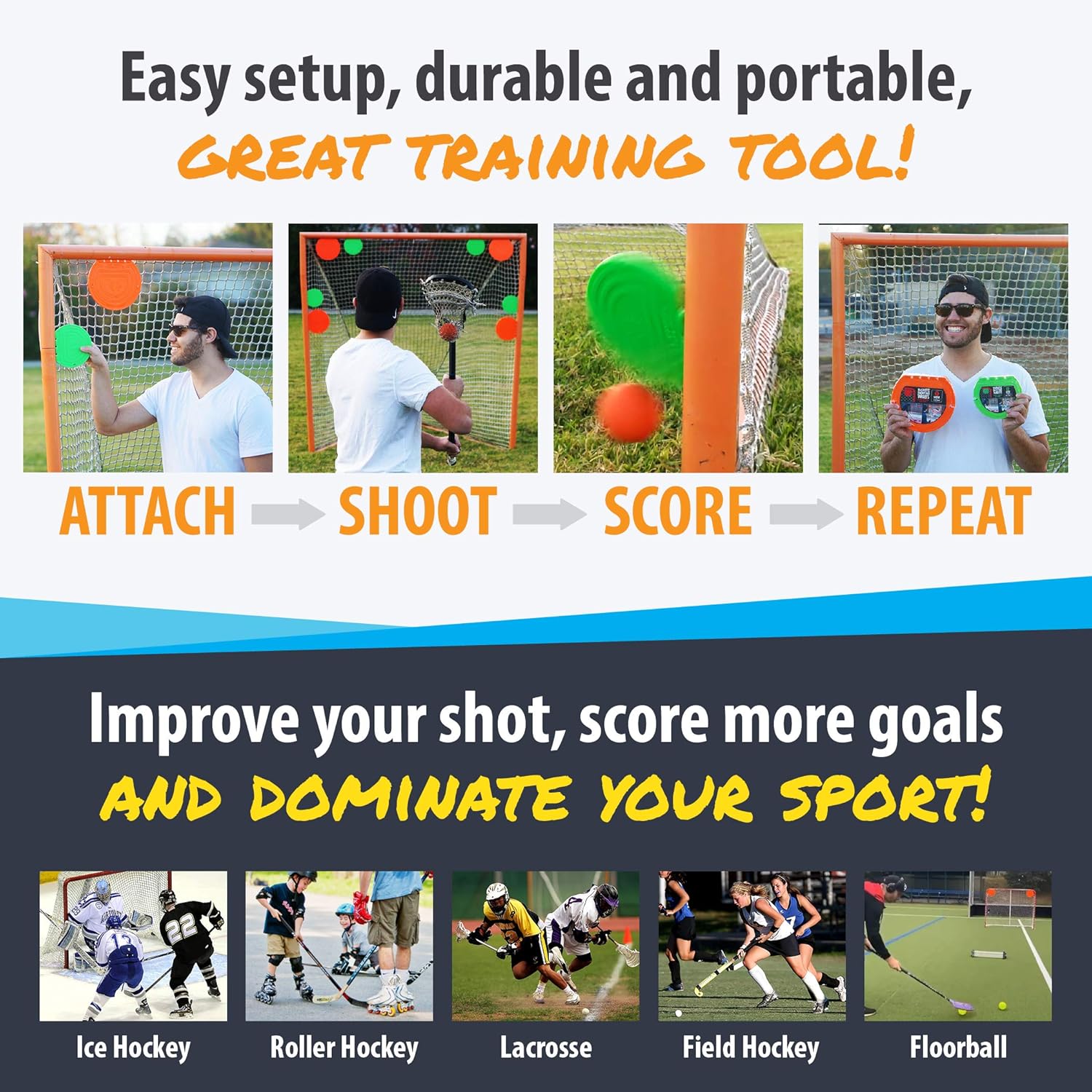 Top Shelf Targets Deluxe Combo Pack Magnetic Shooting Targets (4X Sniper 8-inch and 4X Super Sniper 6-inch) for Hockey and Lacrosse Excellent Practice Tool & Training Equipment : Sports & Outdoors