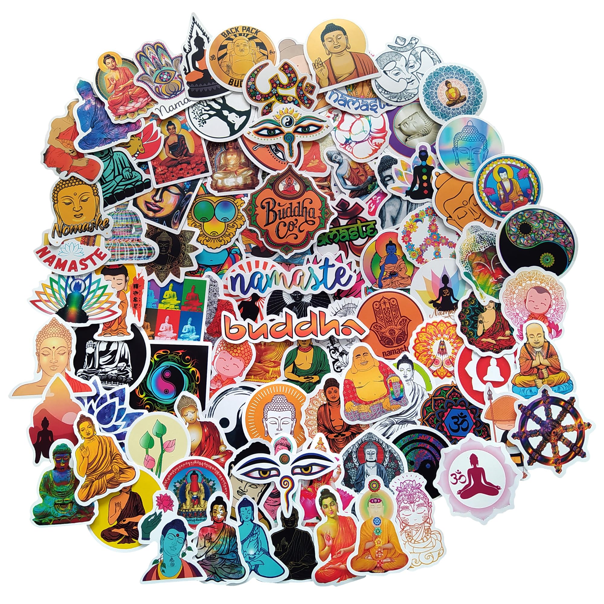 Buddha Stickers Namaste Buddhism Religion Sticker Waterproof Vinyl Sticker Decals for Laptop Water Bottle Phone Skateboard Guitar Helmet Gifts for Kids Girls Teens