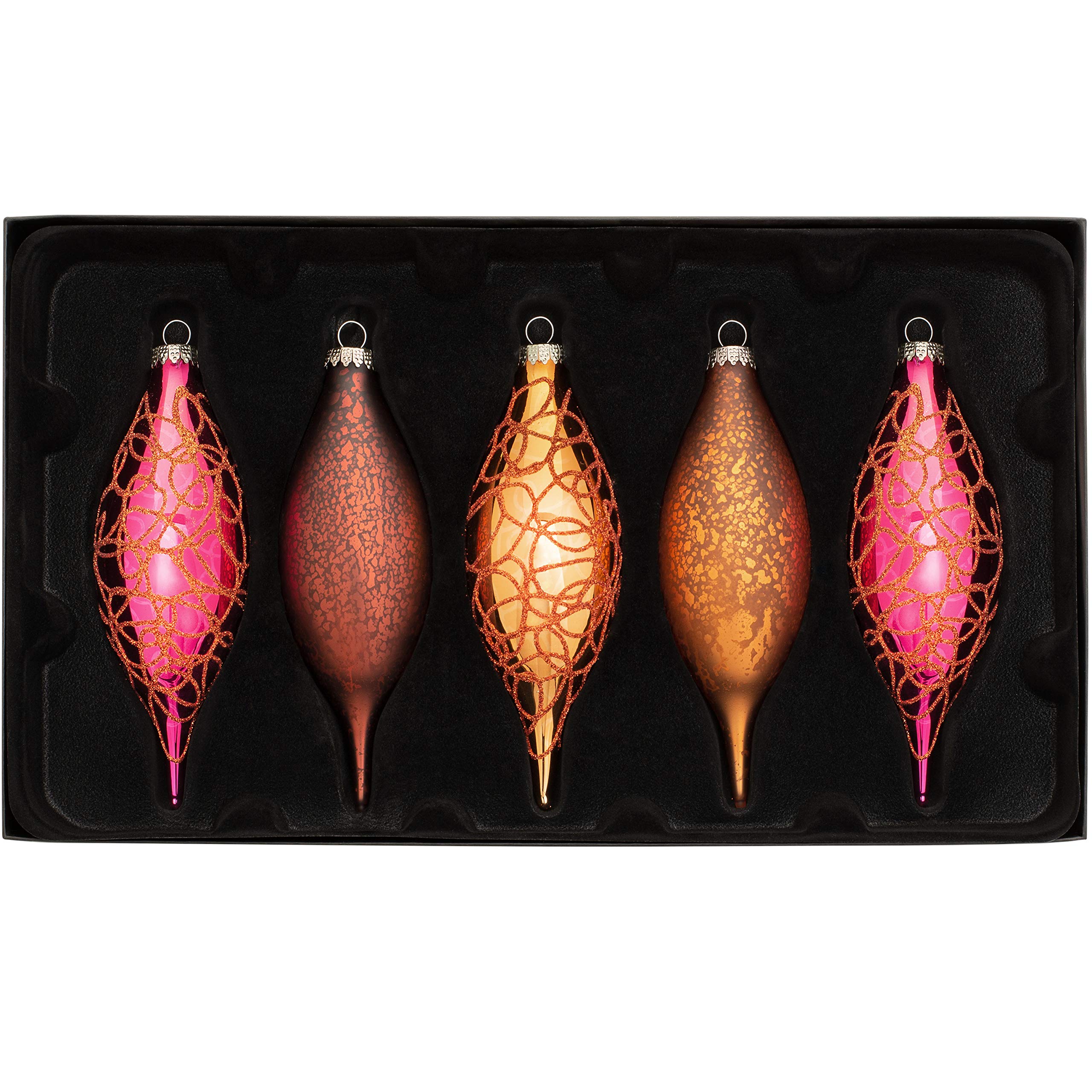 WeRChristmas Glass Baubles, Copper, 5-Piece