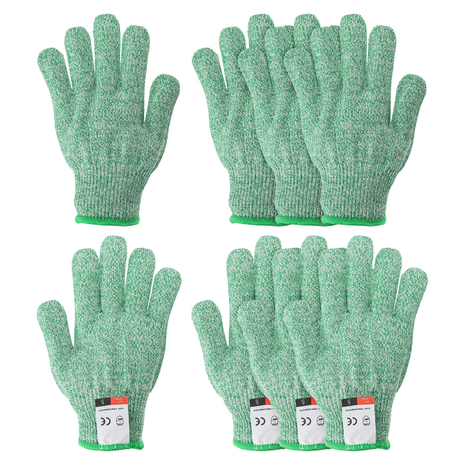 PATIKIL Cut Resistant Gloves, 4 Pair Level 5 Protection Anti Cutting Gloves for Kitchen Wood Carving Working, Extra Large, Green