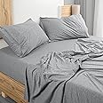 Utopia Bedding Queen Sheet Set - Jersey Knit Sheets 4 Piece – Cotton – Soft T-Shirt Stretchy Sheets ( Heather Light Grey)