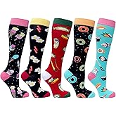 socks n socks-Women 5-Pairs Luxury Cotton Colorful Cool Fun Knee high Socks