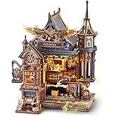 FUNPOLA LED 3D Wood Puzzle Owl Post Office, Dynamic Model with Mechanical Gears, DIY Miniature Kit with Music and LED Lights,