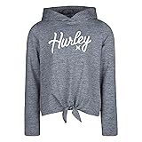 Hurley Girls' Long Sleeve Hooded Top, Black/Silver, 4