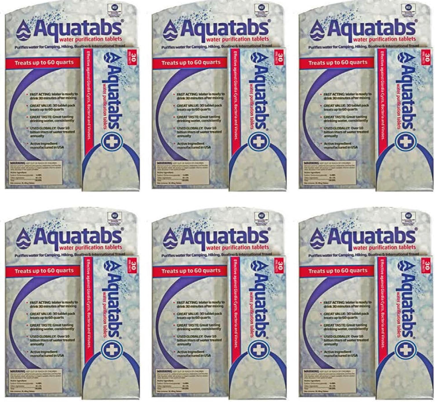 Aquatabs 180 Water Purification Tablets 180 (Pack 6