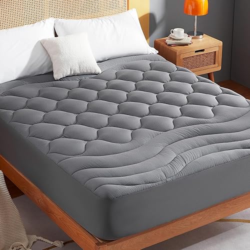 Sonive Single Mattress Topper 90x190 cm, Small Mattress Protector, Grey 38cm Deep Pocket, Breathable Microfiber Mattress Pad, OEKO-TEX Certified