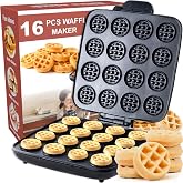 16 PCS Mini Waffle Maker Machine, Nonstick Waffles Iron Quick Heat-Up Surface, Simple &amp; Easy Tiny Chaffle Baker for Home &amp; Restaurants, Small Bites for Kids, Perfect for Breakfast, Desserts &amp; Snacks